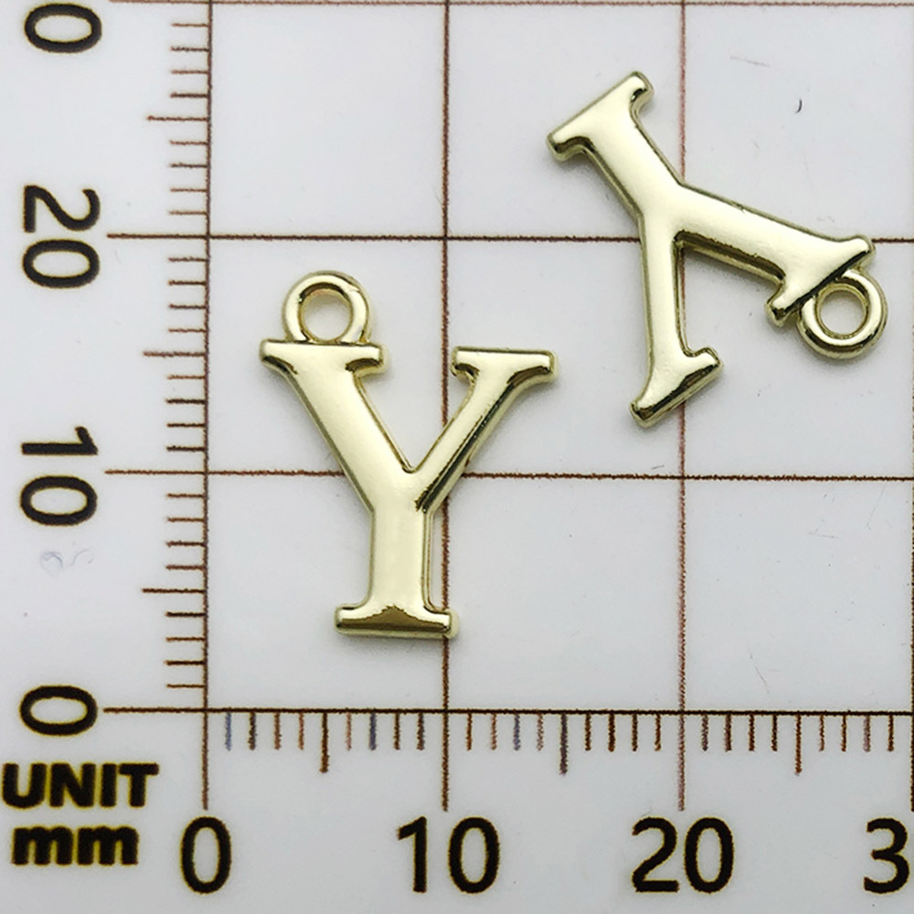 1 kc ゴールドラックメッキ文字 Y-13x15mm-0.7g