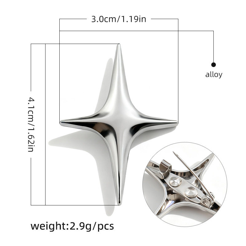 G0003-30x41mm シルバークロススターブローチ/個