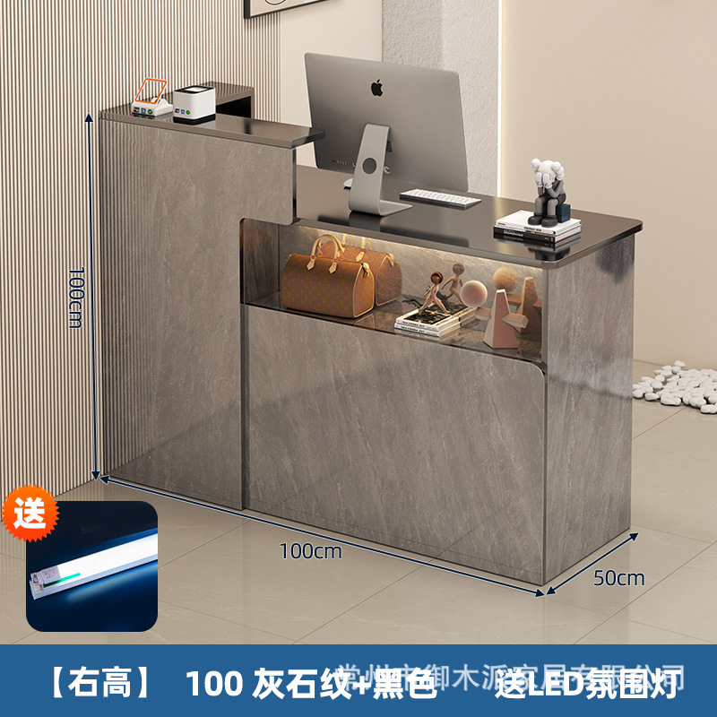 グレー石目カラー+グレー木目キャビネット-100cm【右コーナー】