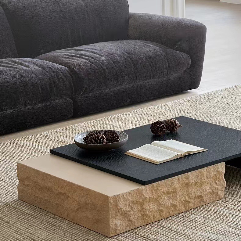 低色石 + 実木木目面