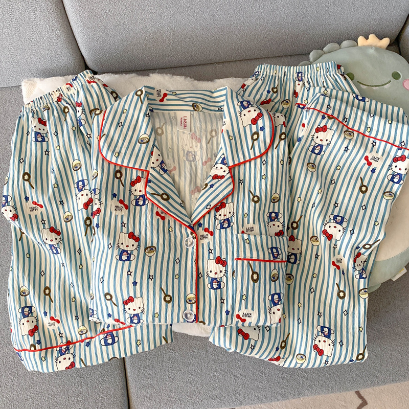 クラウドコットン-J2841#ストライプKTキャット3点セット