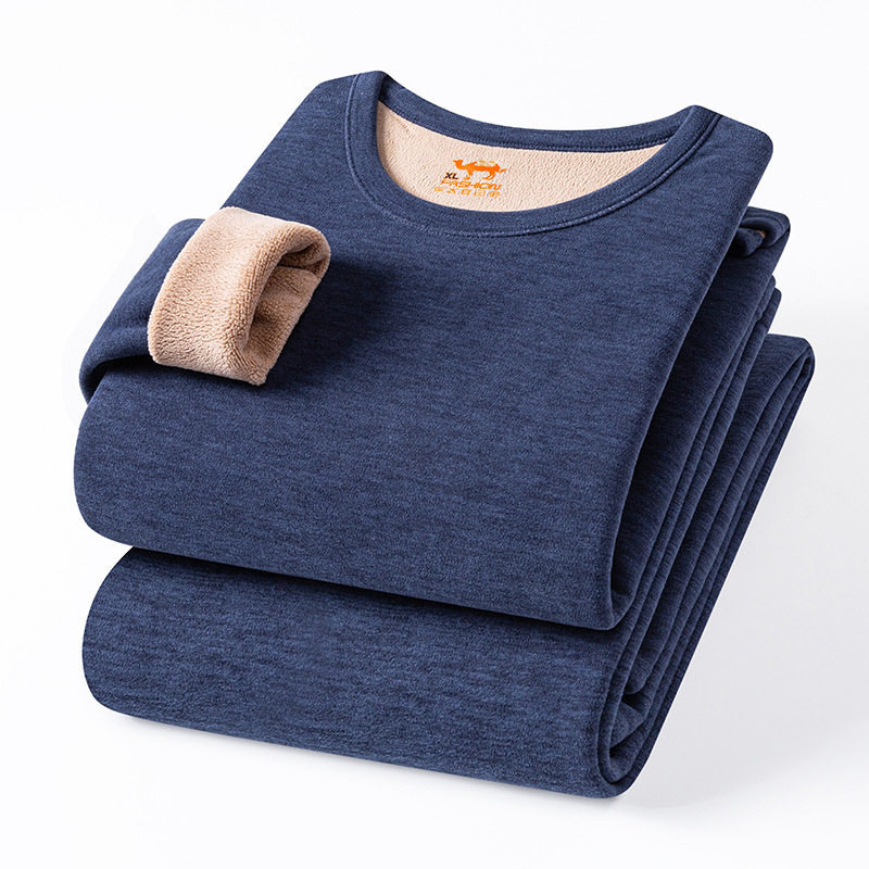 メンズ-ネイビーブルー（ラウンドネック）