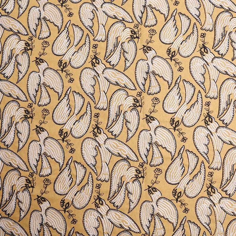 E21606 イエロー(ドア幅125cm、綿90%、麻10%)