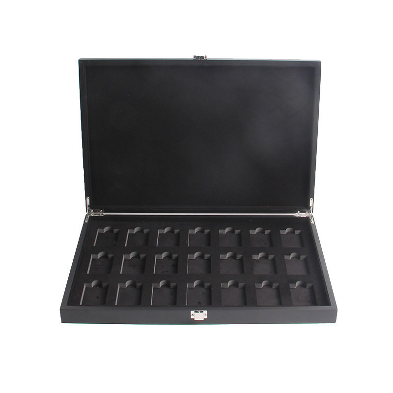 21格木製黒色ライター収納ケース-マーク付き