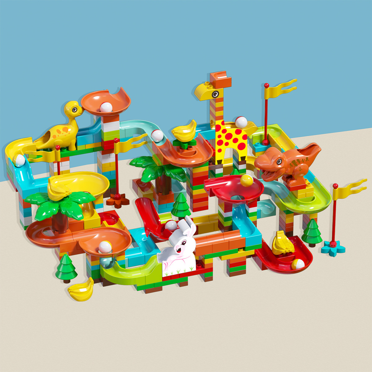 460個の大粒子ダブルドラゴンウサギ鹿スライドビルディングブロック