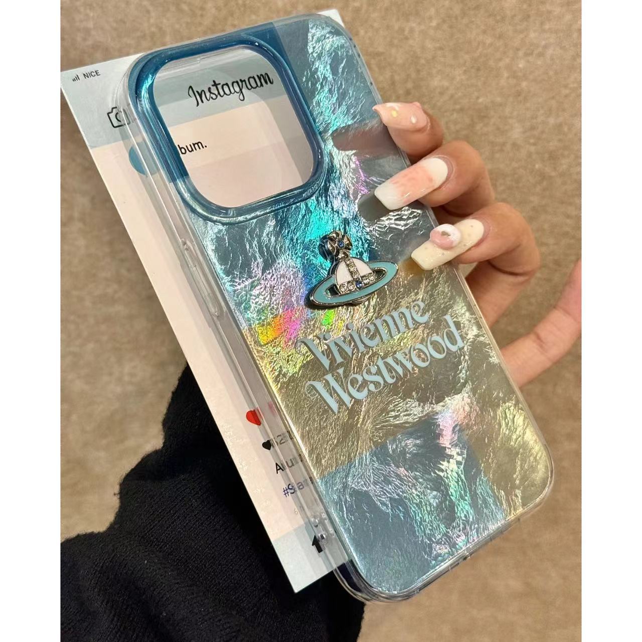 シーソルト青と黄色のチェック柄+土星