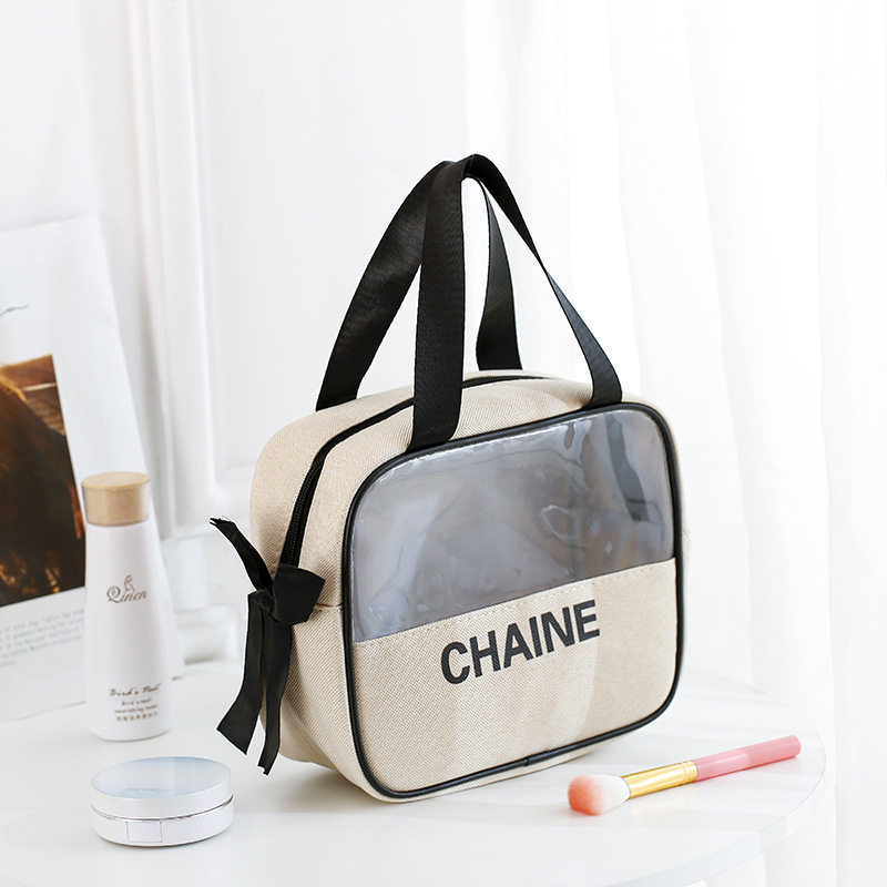 Pvcダブル手提げトランペットベージュ