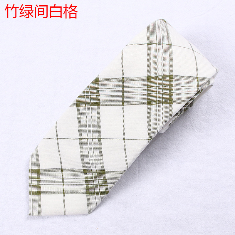 竹緑白チェックネクタイ(D)