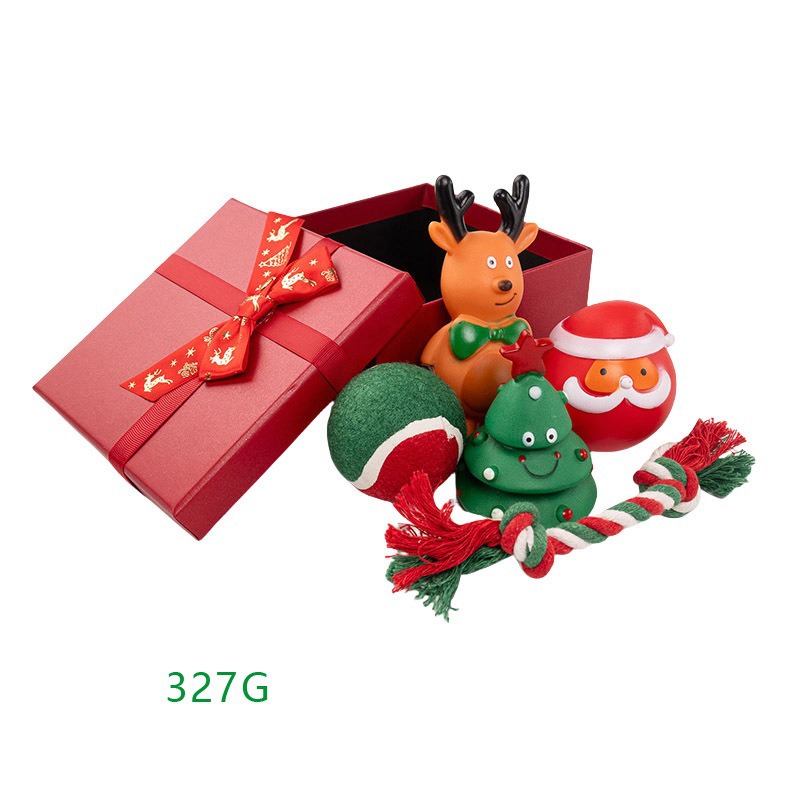 No.6 クリスマスギフトボックスセット [ツリー+サンタクロースヘッド+テニスボール+イエローディア+ロープ]