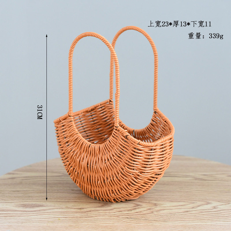 模造籐半月バスケット 小