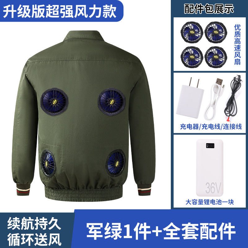 LK ピュアコットン空調服 4穴 ミリタリーグリーン コンプリートセット【付属品付き】