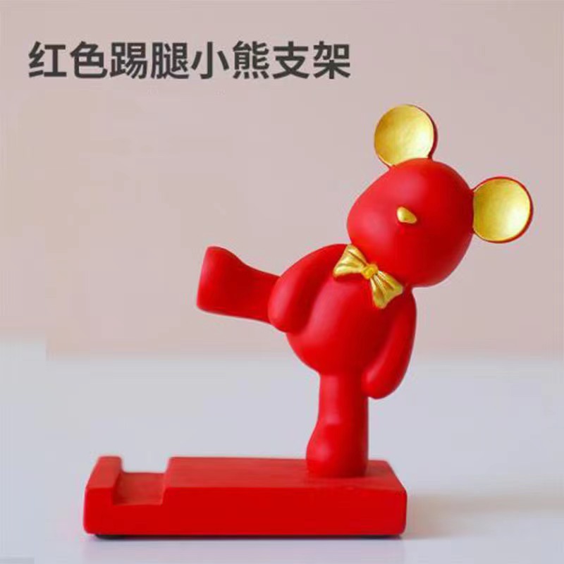 赤い足上げ暴力熊携帯電話スタンド