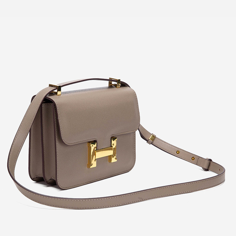 ゴールドバックル パームプリント ラージエレファントグレー