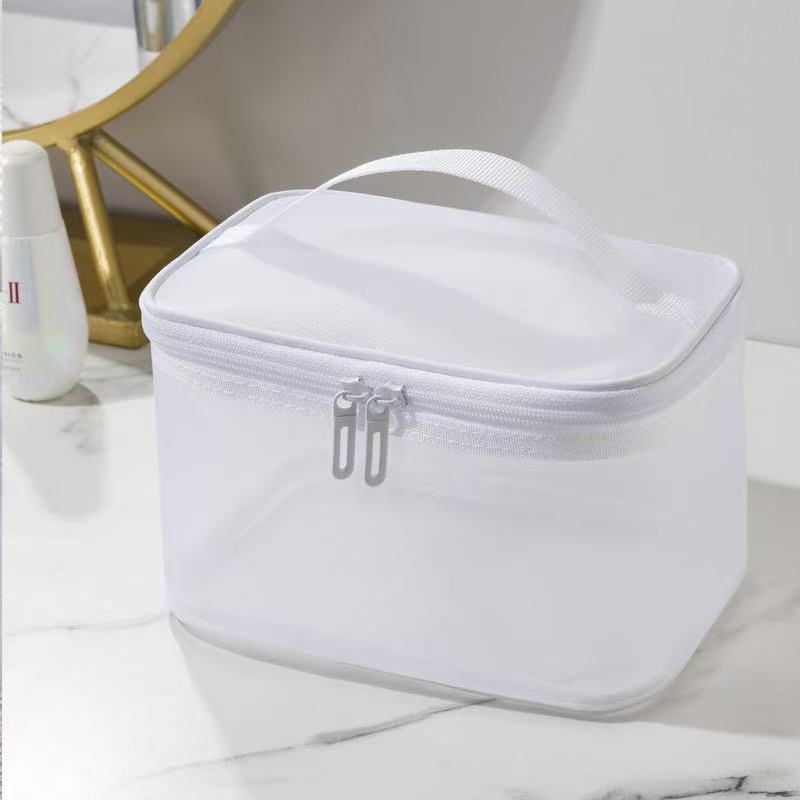 単層メッシュ化粧品バッグ-ホワイト