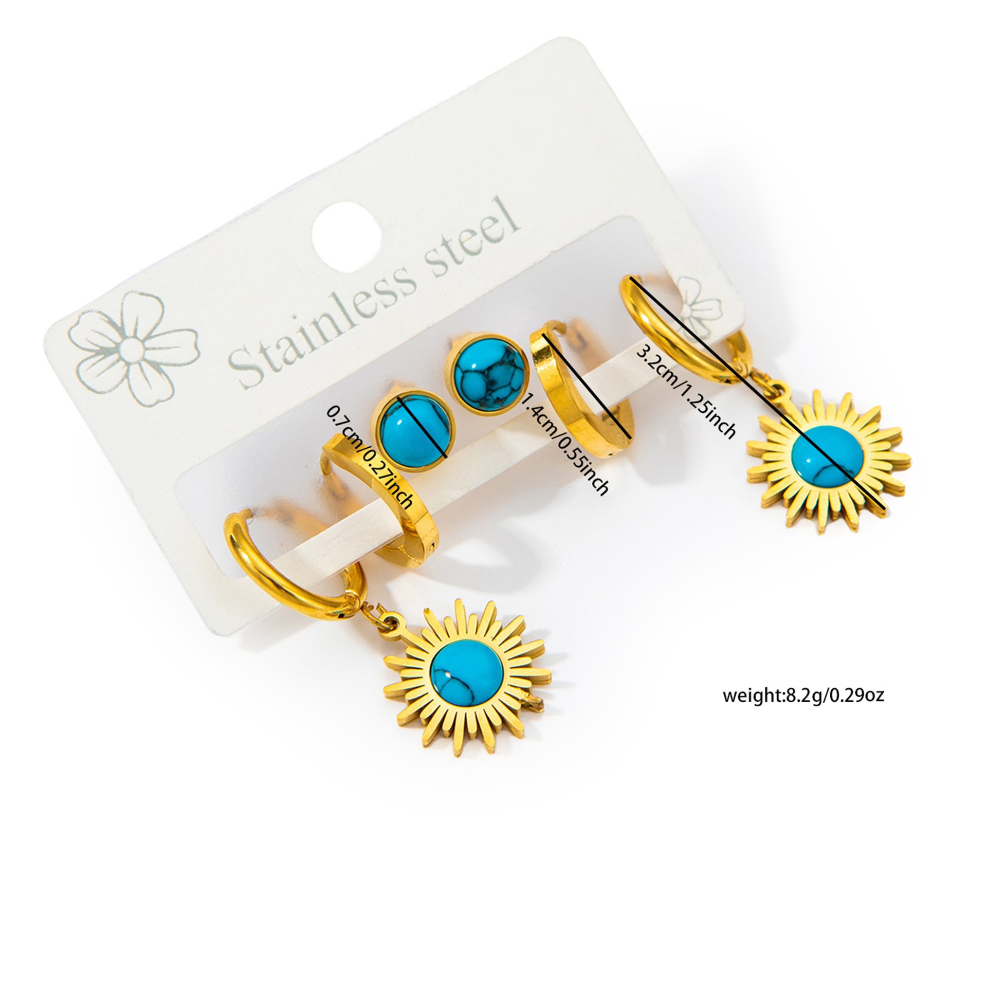 チタンスチールサンターコイズイヤリングセット