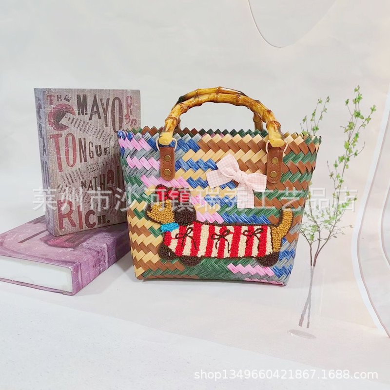 リボンダックスヒュンドゥル付きグレーカラーバスケット