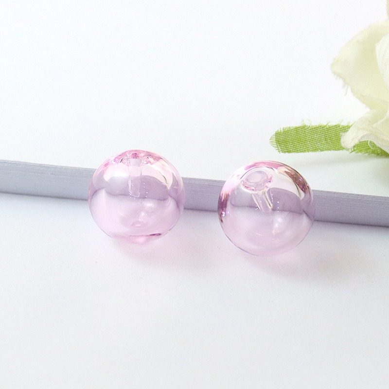 単穴漏れ防止ピンクガラスエッセンシャルオイルビーズ