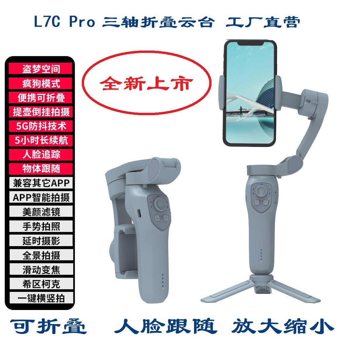 L7CPro 3 軸折りたたみスタビライザー グレー