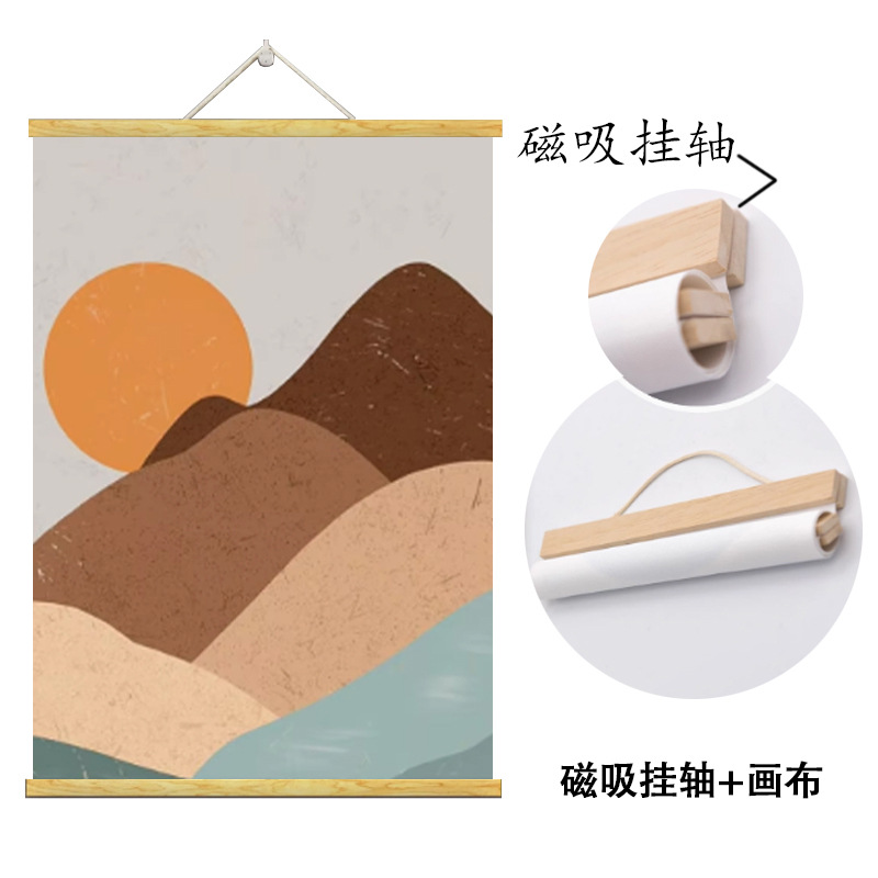 パイン材磁気掛け軸+キャンバス