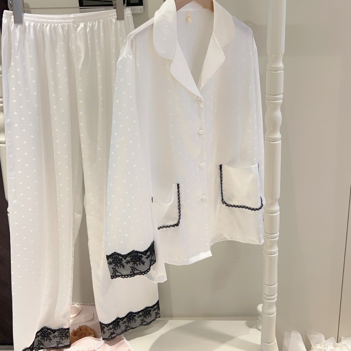 ジャカードレース リトルハート ホワイト