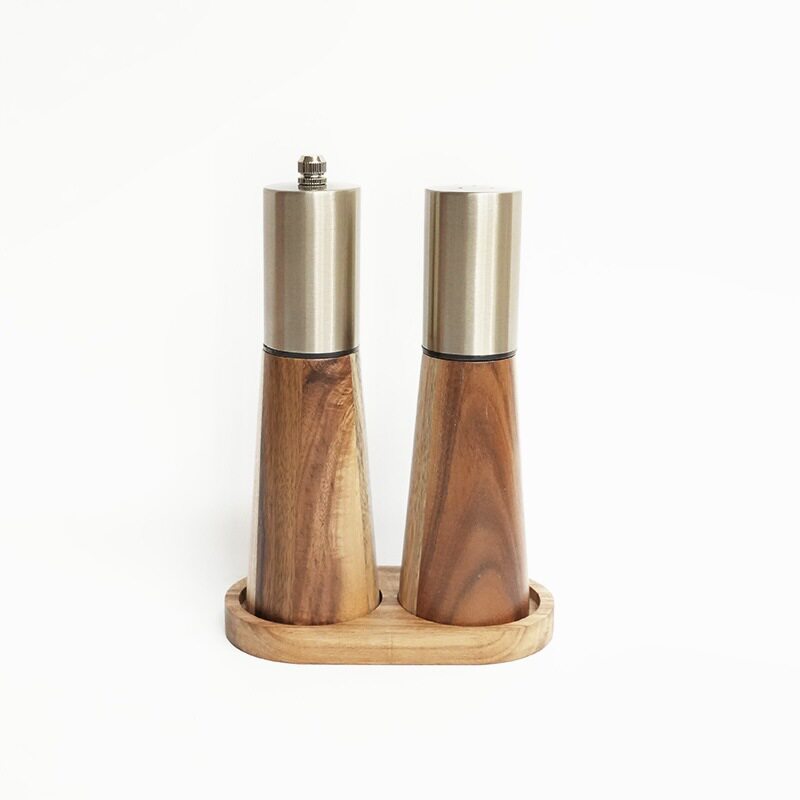 アカシア材 [ペッパーミル+ソルトシャッフルコンビ] ベース5.5×18cm付き