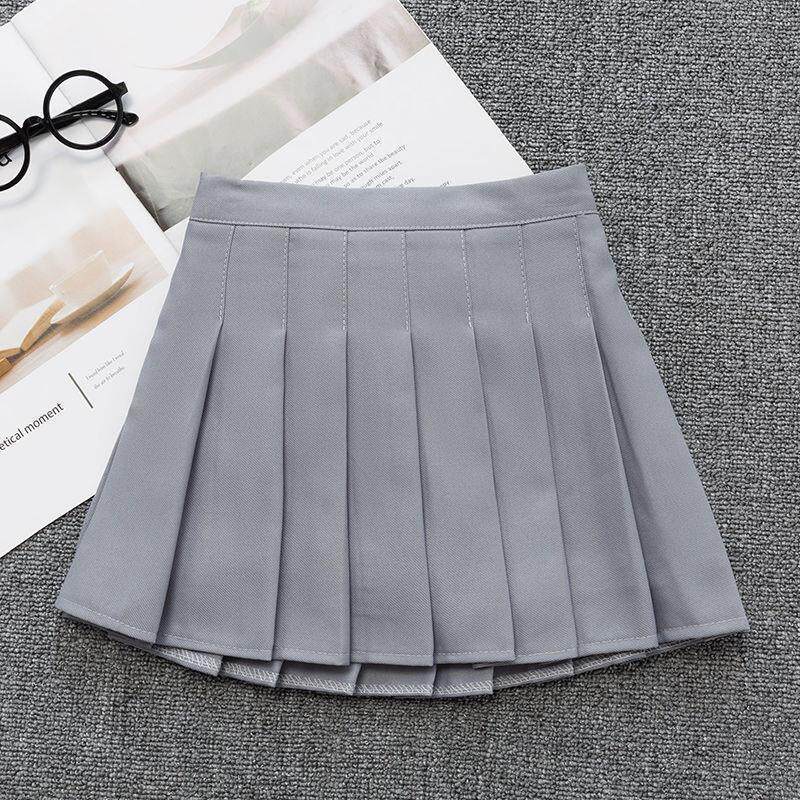 新しいスタイルのグレーのプリーツスカート