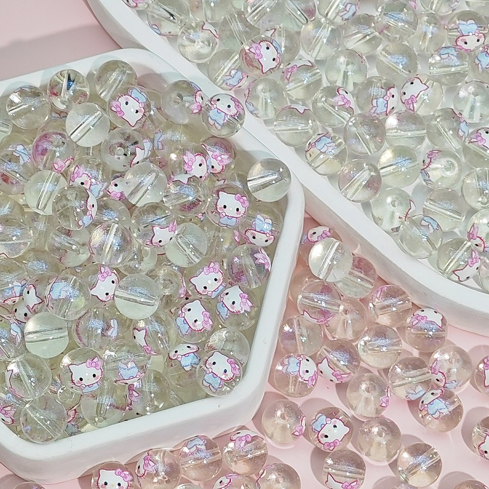 K59#ピンク ハローキティ [10MM プリント漫画ビーズ]