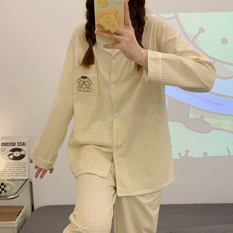 3405#ダブルロングチェック柄プリンドッグ