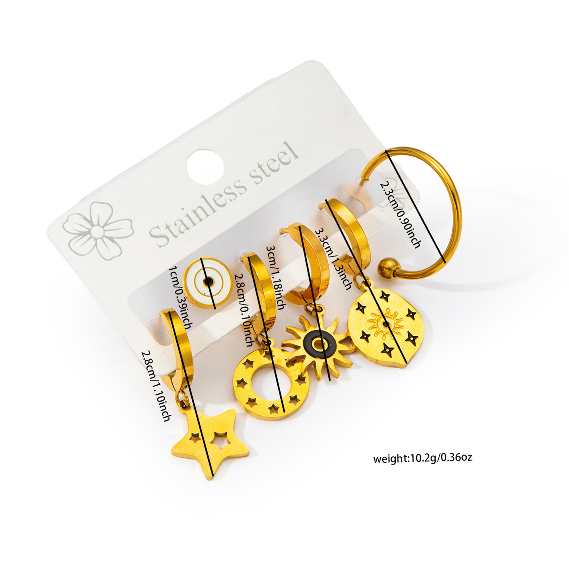チタンスチールスターサンイヤリングセット