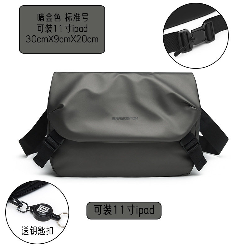 ダークグリーンの標準サイズのショルダーストラップマグネットバックル (iPad 11inch 台収納可能)