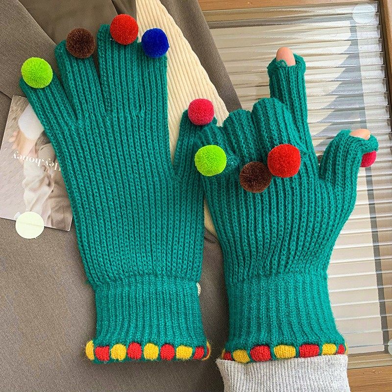フィンガーレスダークグリーン【毛玉ランダムカラー】