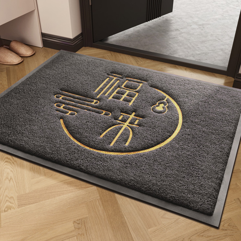 ライフグレーレザーエンボスシルクサークルフロアマット
