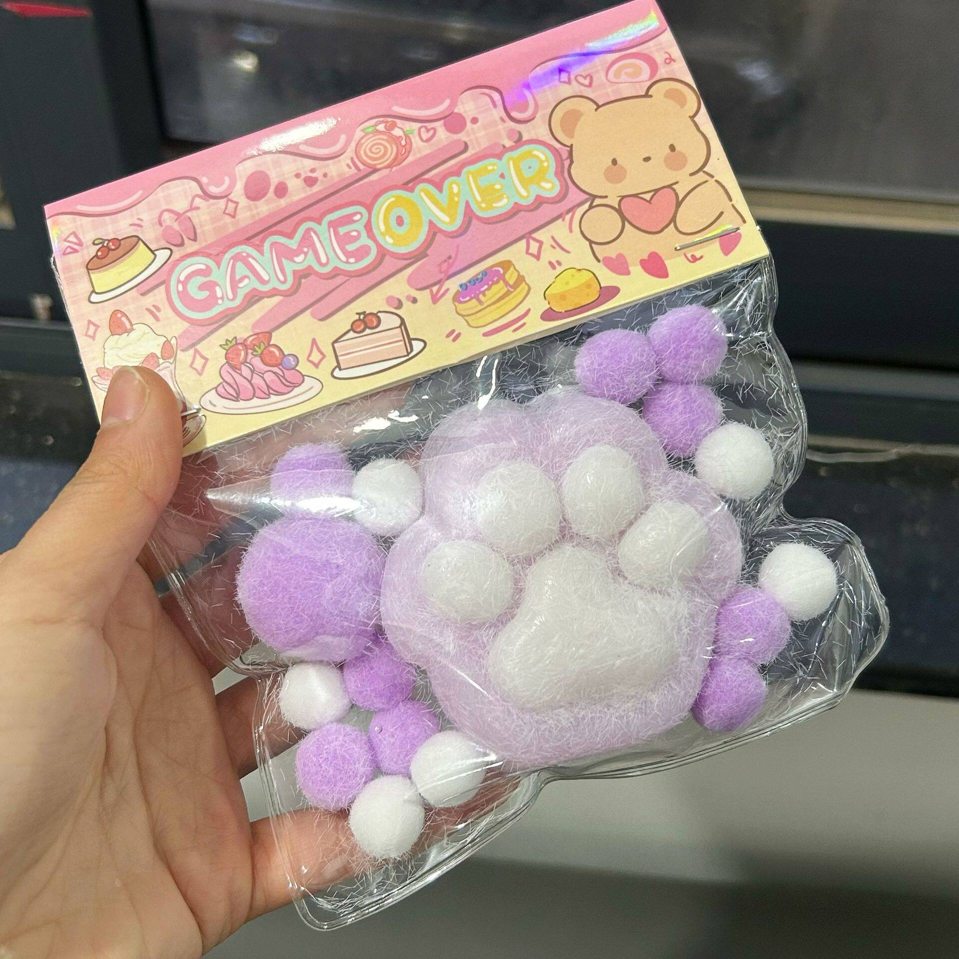 ぬいぐるみ猫爪【紫ファンデーション白爪】