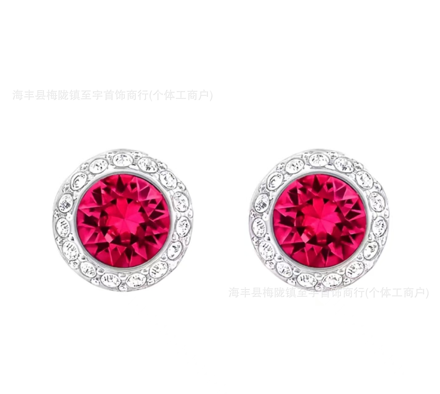 レッドクリスタルローマンスタッドピアス
