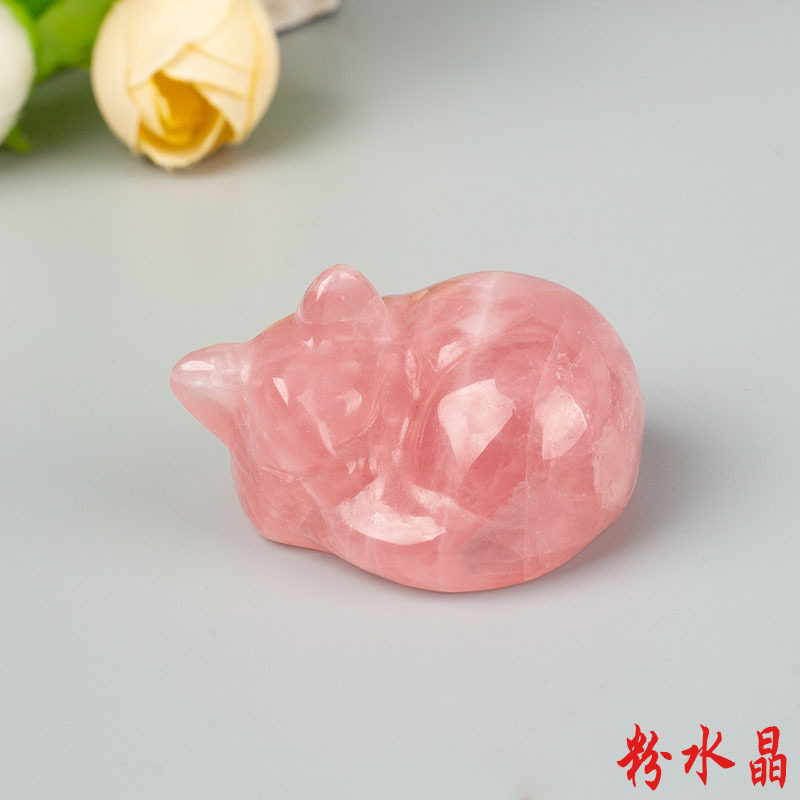 1.5inch 眠り猫 ピンククォーツ