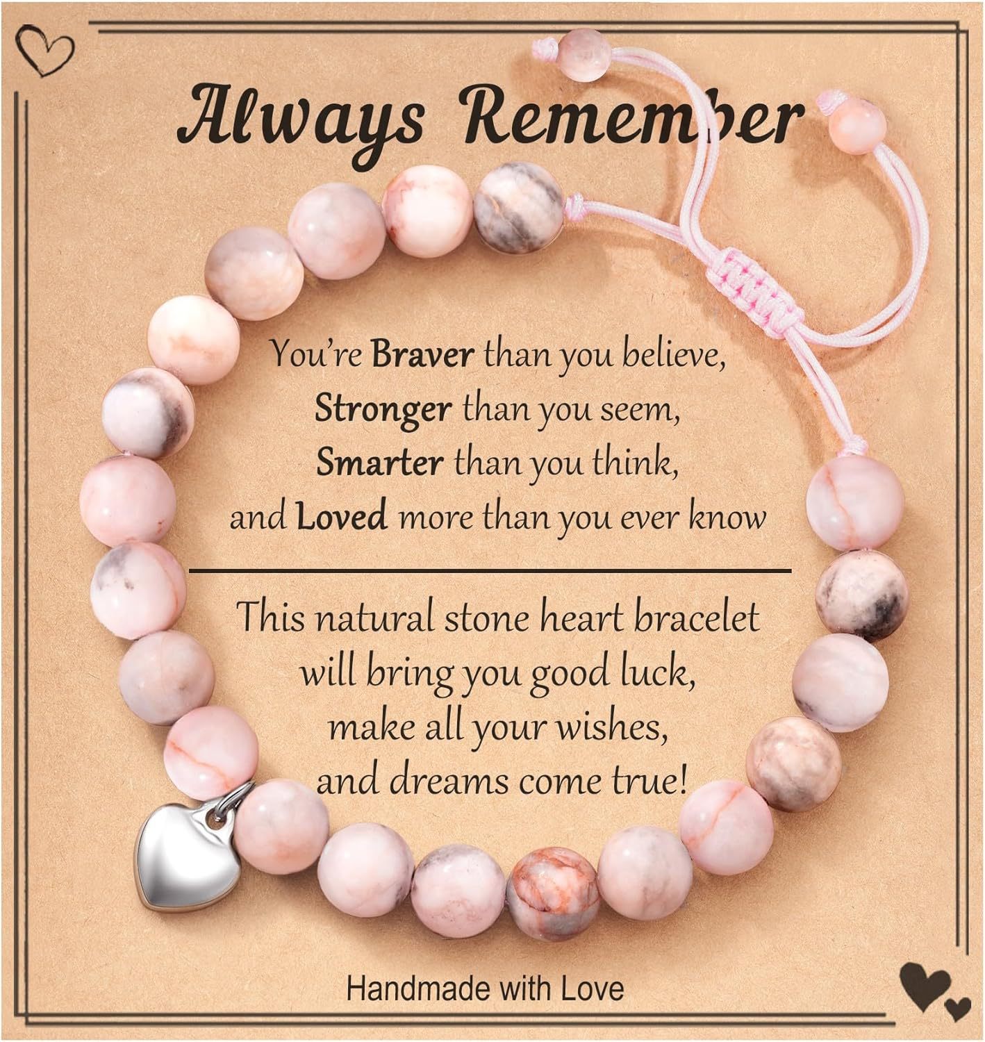 ピンクシマウマ編みブレスレットAlways Remember2