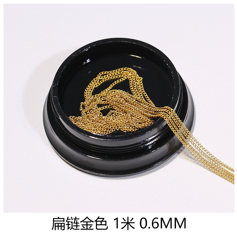 ゴールド0.6mmフラットチェーン1メートル箱入り