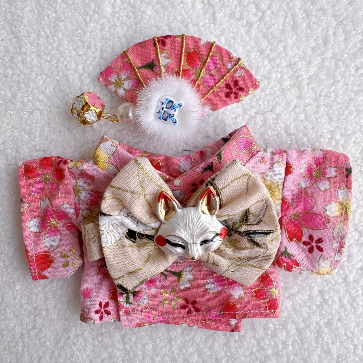 小花柄ピンク着物（17cm ヘアアクセサリー付き）