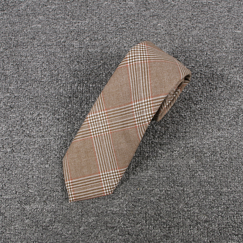 浅ラクダ間赤格ネクタイ (707003-424h d)