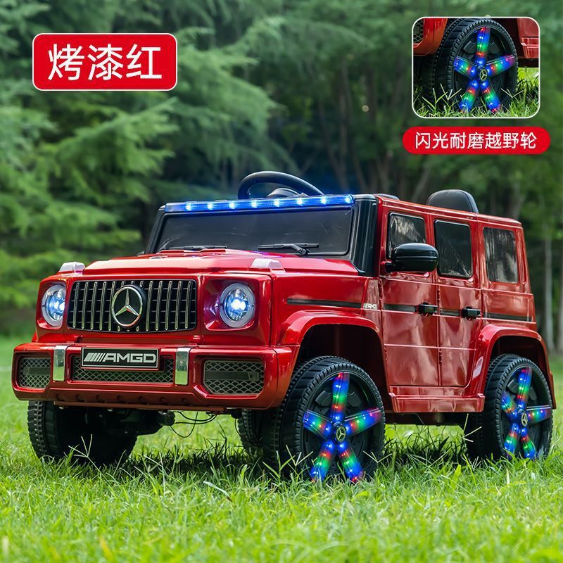 レッド塗装（フル機能発光ホイール四輪駆動+本革シート）ブランドChaoweiバッテリー - [アップグレードされた2人乗り+拡張ボディ+アンビエントライト+トランク]