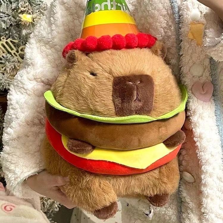 誕生日の帽子 + ハンバーガー カピバラ