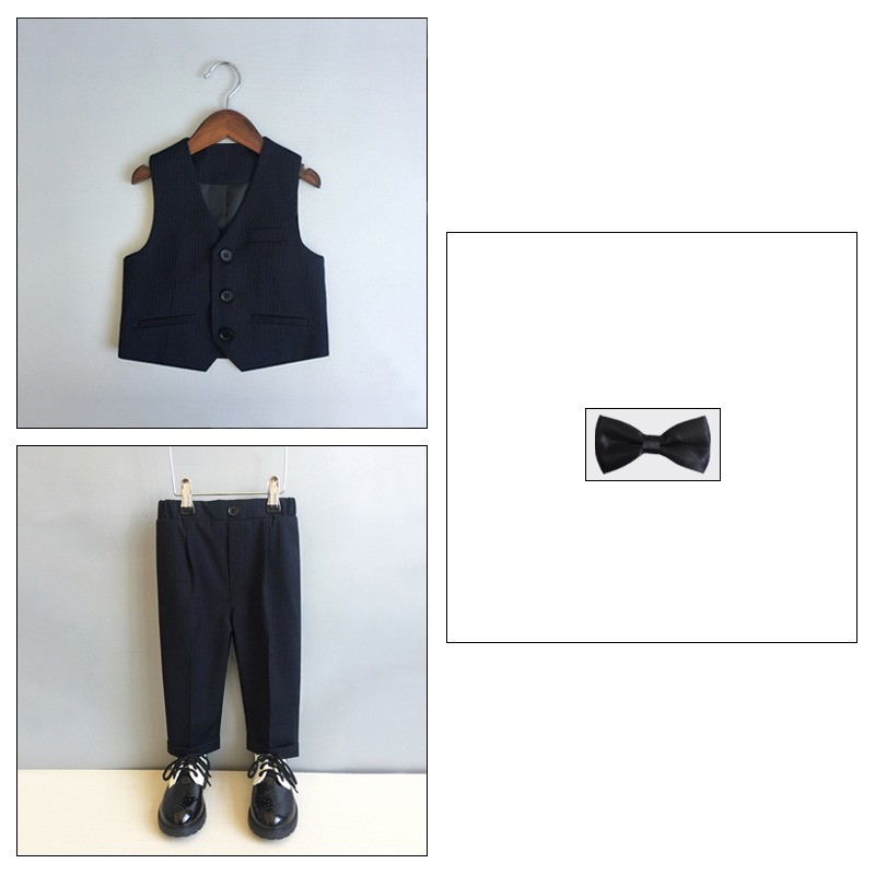 黒いストライプ (ベスト + ズボン) は黒い蝶ネクタイ + カエデの胸の花を送ります。