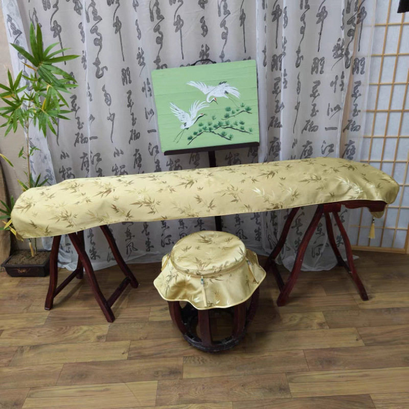 ベージュ竹古筝カバー+スツールカバー