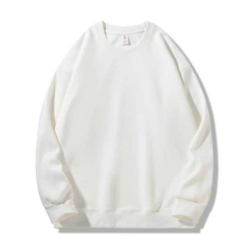 白のクルーネック スウェットシャツ【裏起毛なし】