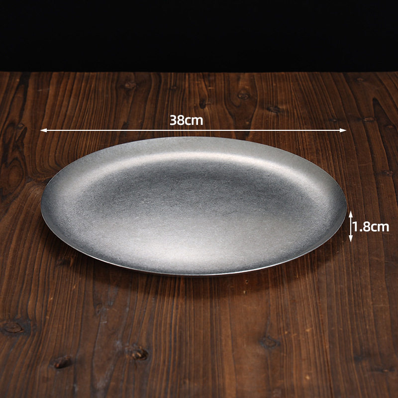 38 ラウンドバーベキュープレート スノーフレークグレー