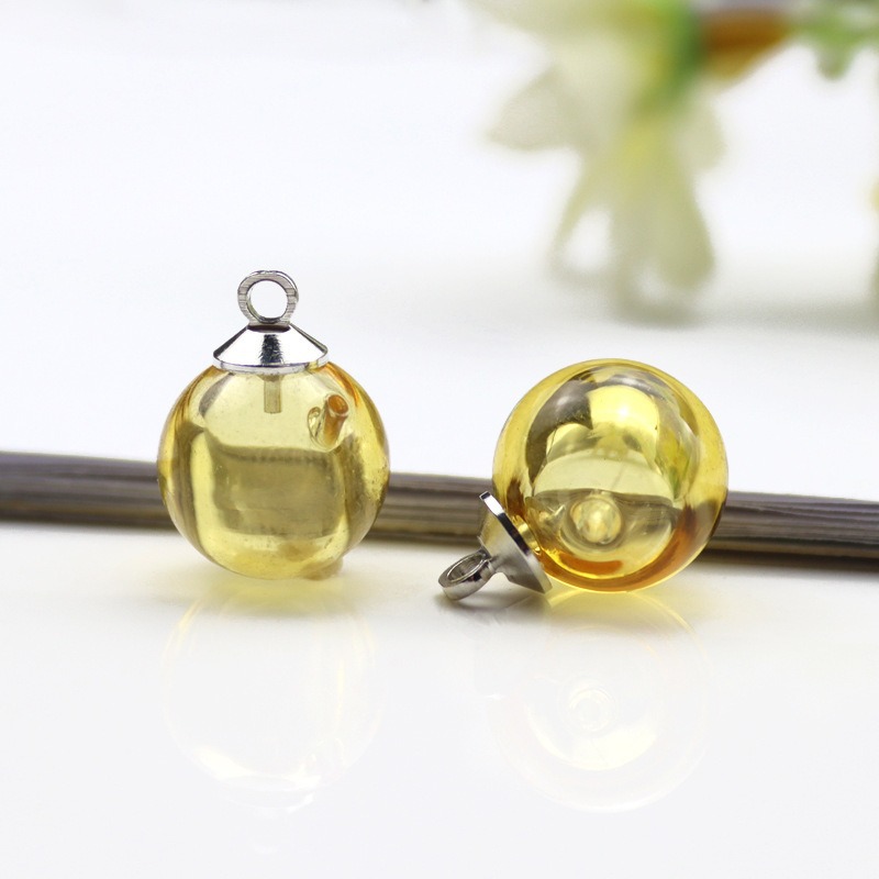 イエローエッセンシャルオイルビーズ+スチールキャップ