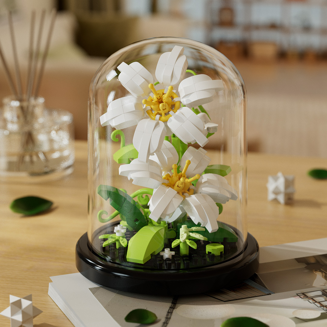 ユリの花は透明な花のカバーをつけます。