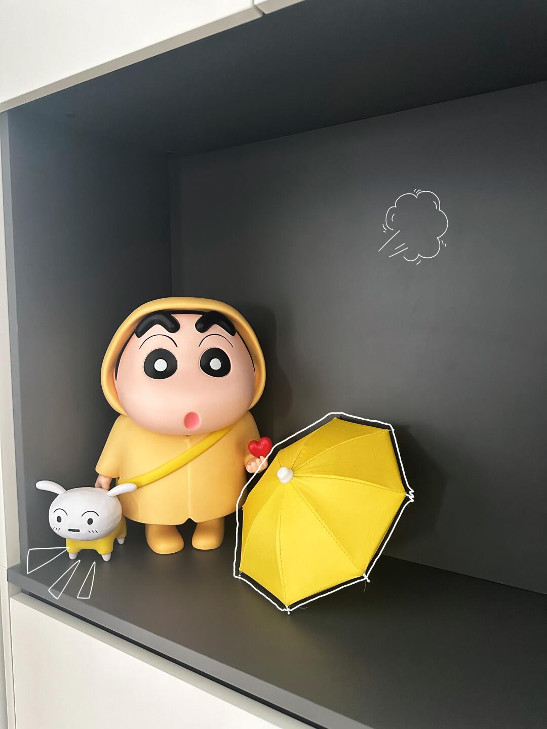 「大1個、小1個」黄色ビシンレインコートXiaoxin 40cm + レインコートXiaobai 12cm(傘付き)