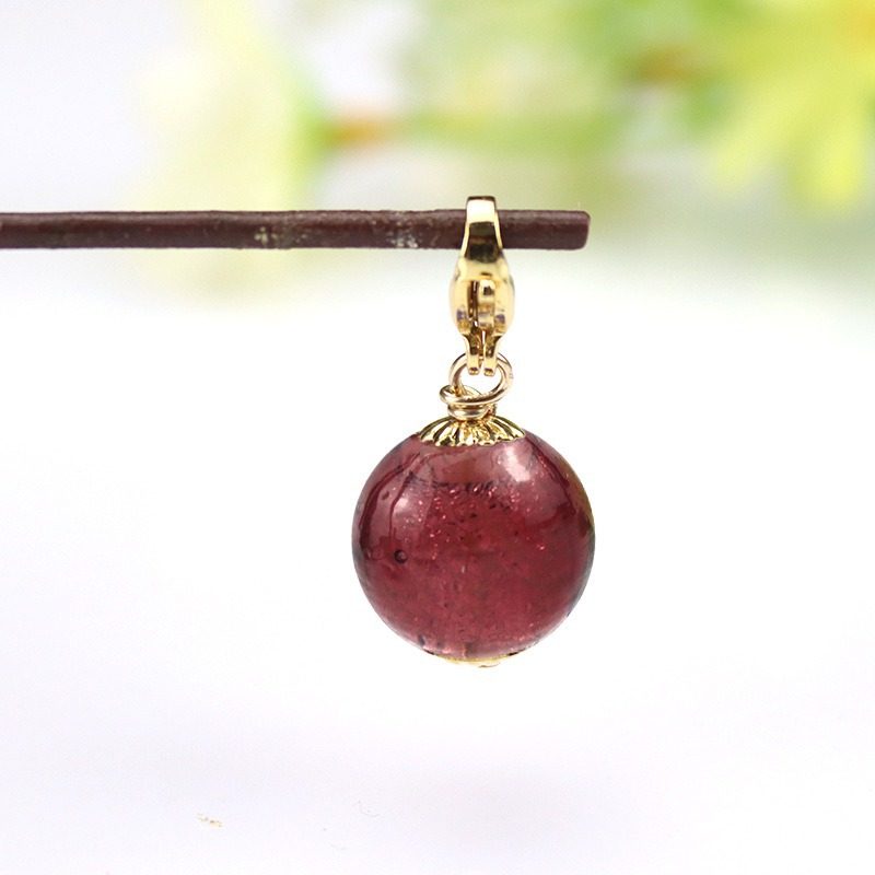 ダークパープルシルバーフォイルエッセンシャルオイルビーズペンダント（ロブスタークラスプスタイル）