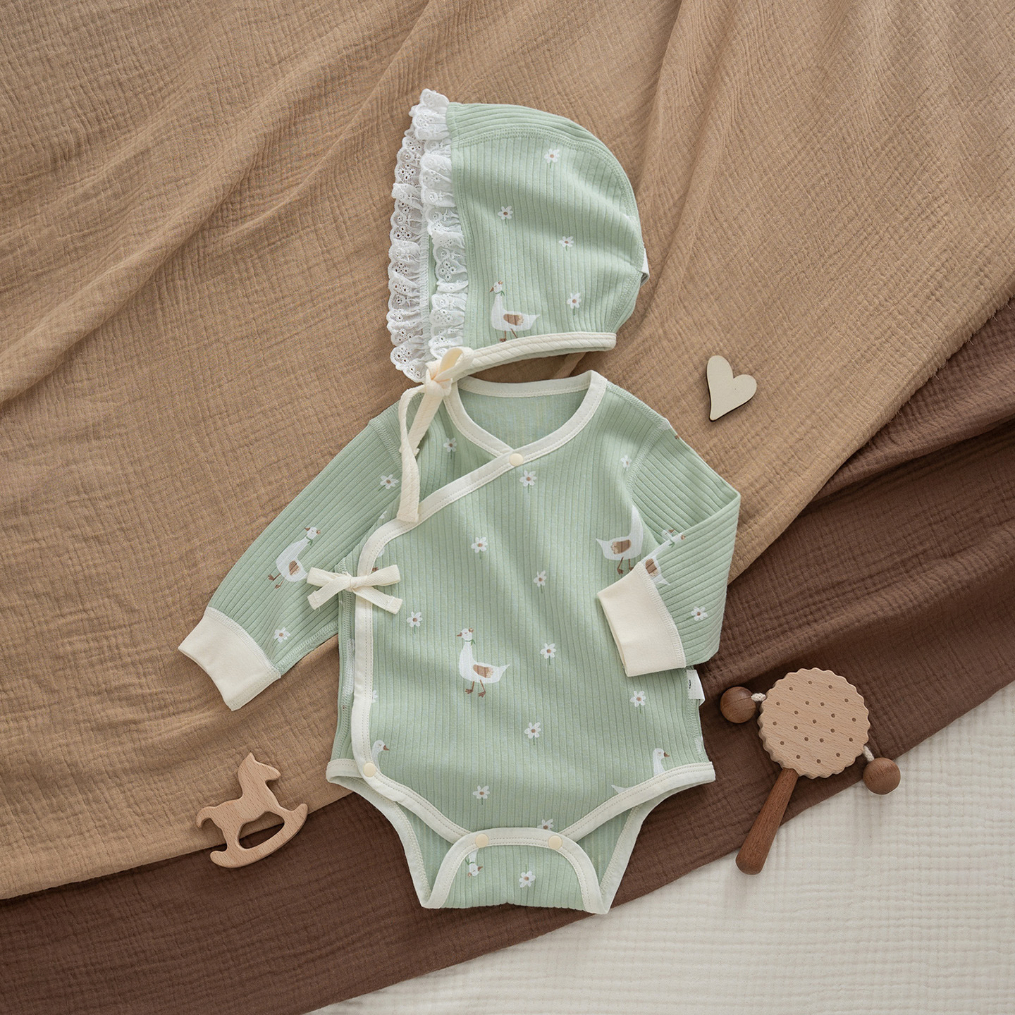 ミントグリーン リトルホワイトグースバッグ 2点セット